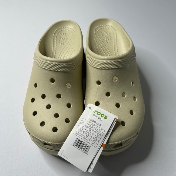 Crocs Siren Clog Women's Platform Heel Sand Beige Slip On Shoes - Picture 2 of 6